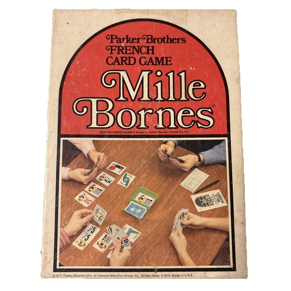 Vintage Mille Bornes 1971 Parker Brothers French Card Game 2 Cards Missing - Picture 1 of 8